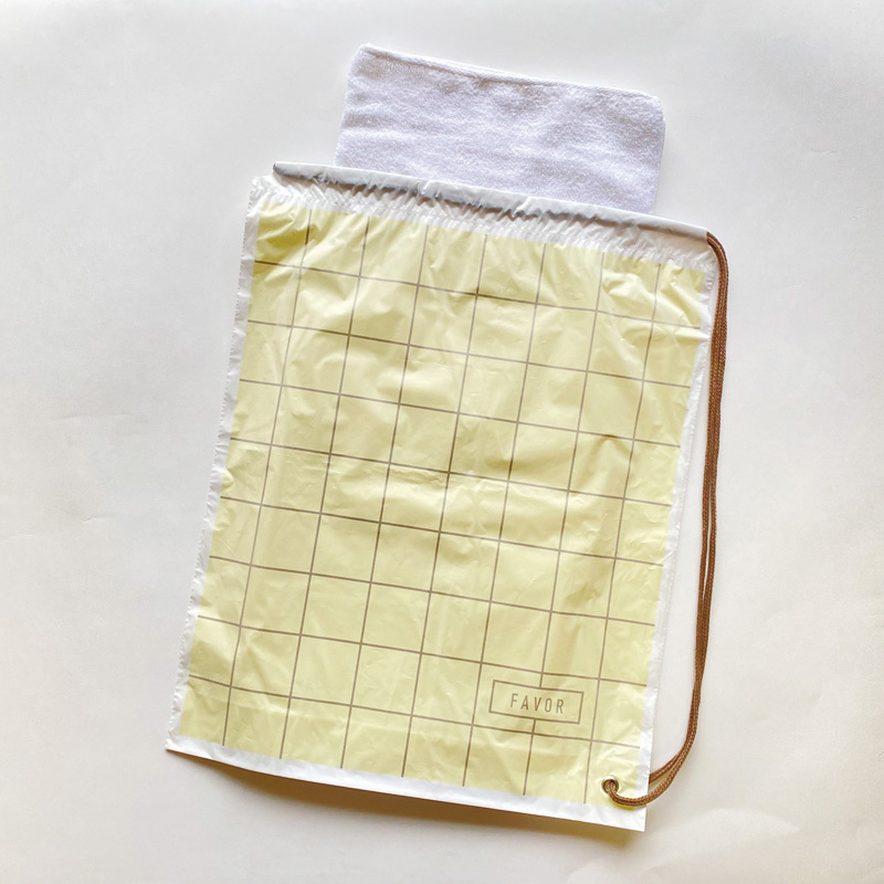 單肩背束口袋/格紋 40x50x10cm