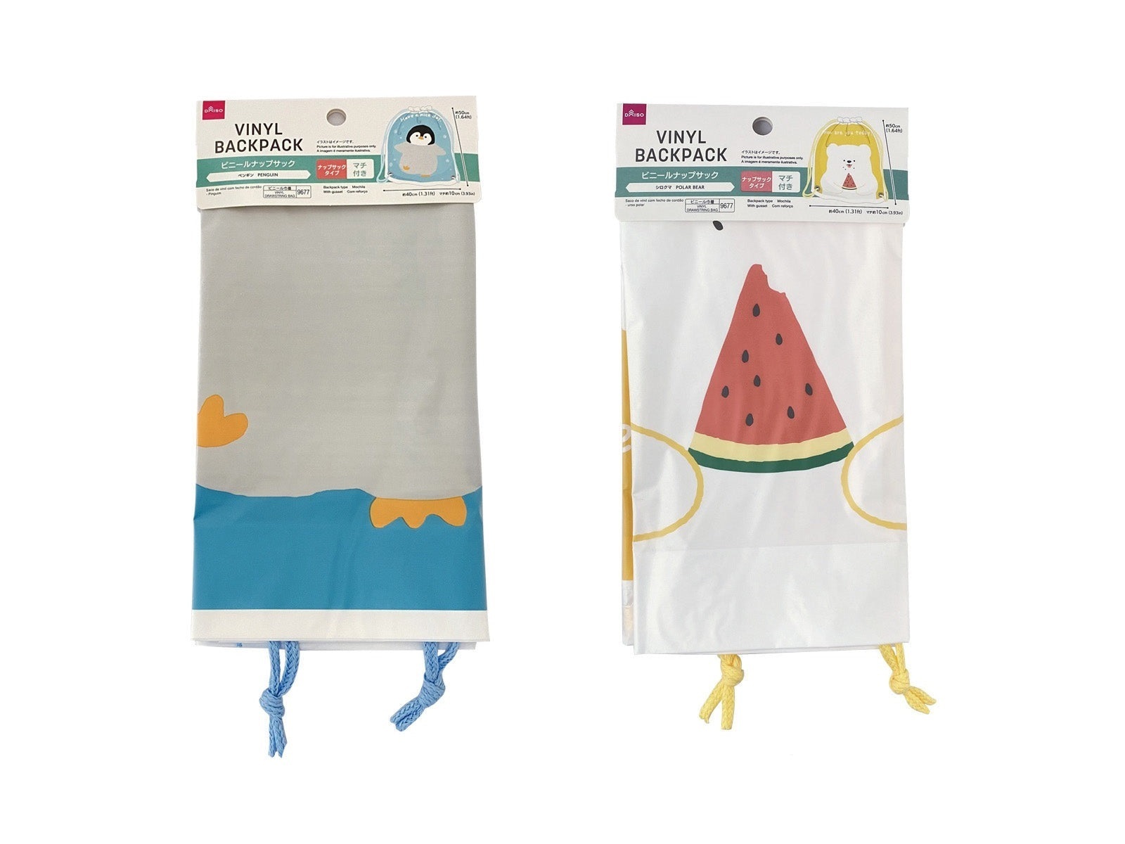 後背式束口袋/企鵝、北極熊 40x50x10cm