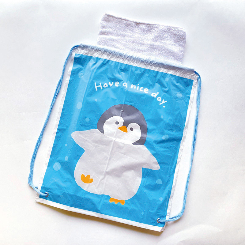 後背式束口袋/企鵝、北極熊 40x50x10cm