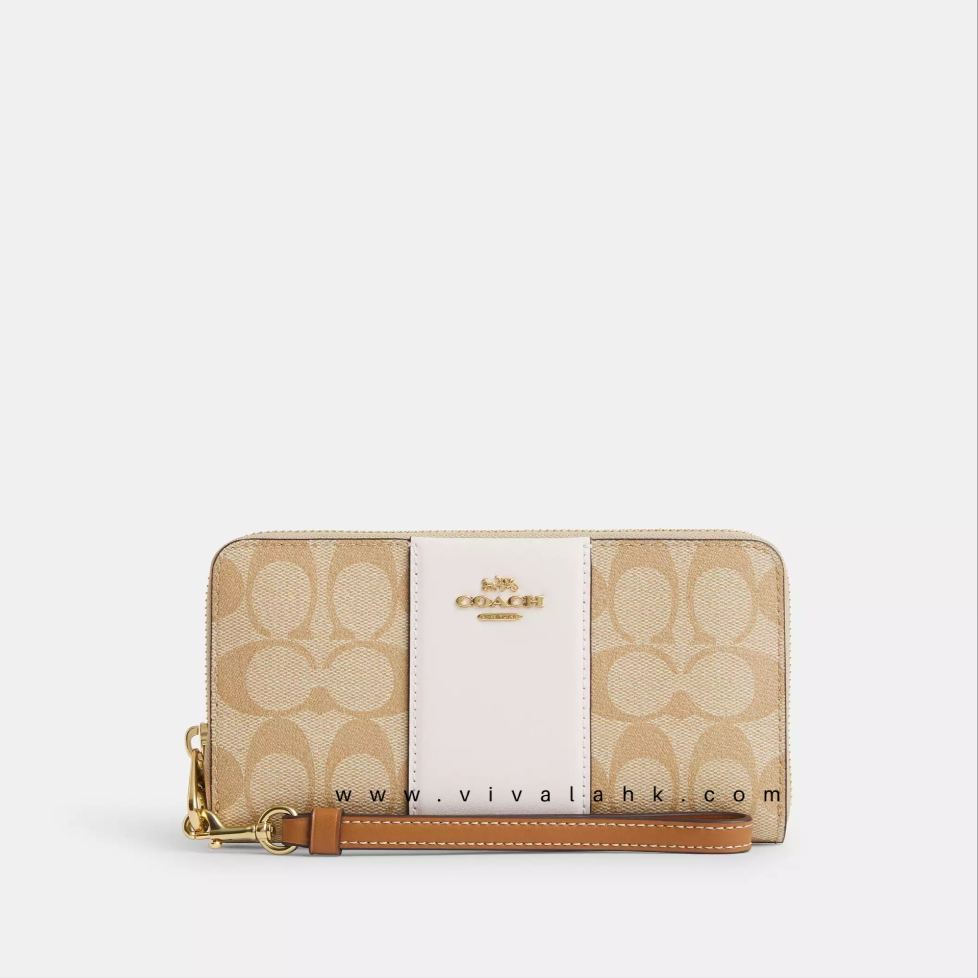 Coach - Long Zip Around Wallet In Signature Canvas With Stripe (CR624)