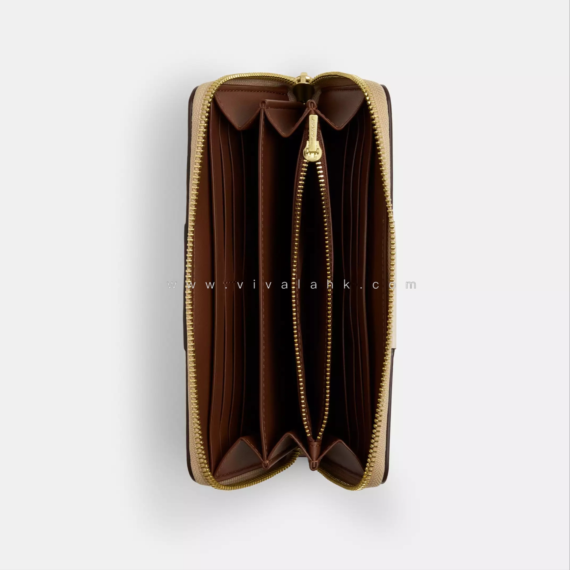 Coach - Long Zip Around Wallet In Signature Canvas With Stripe (CR624)