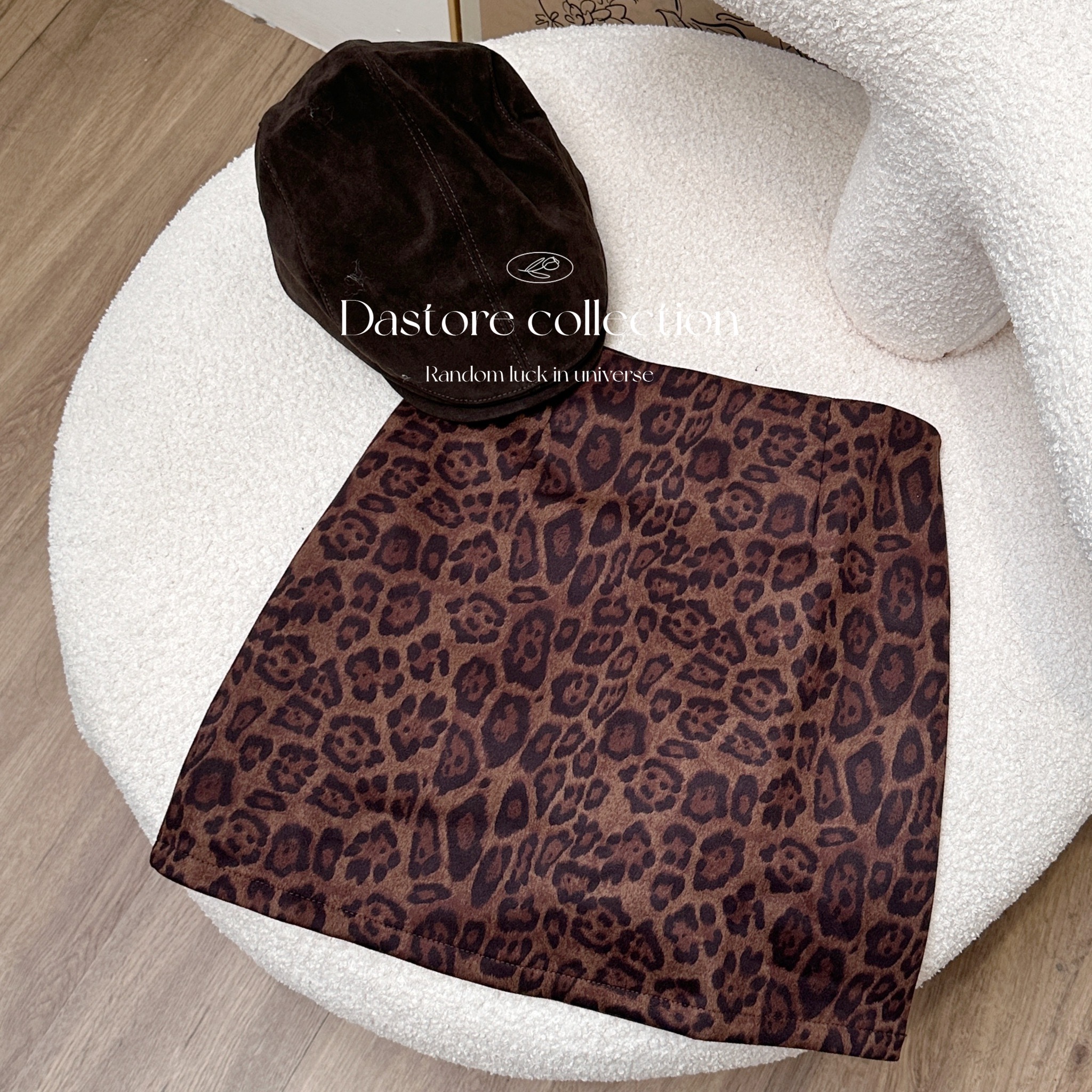 麂皮豹紋短裙/單一色