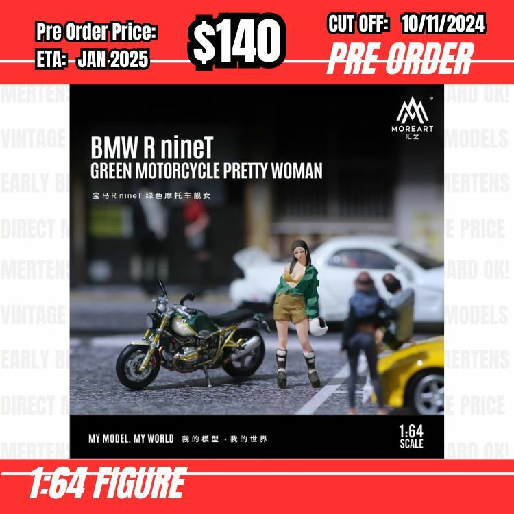 PO-$140 * Moreart * 1:64 Figure - BMW R NineT Green Motorcycle Pretty Woman [OD04/11]