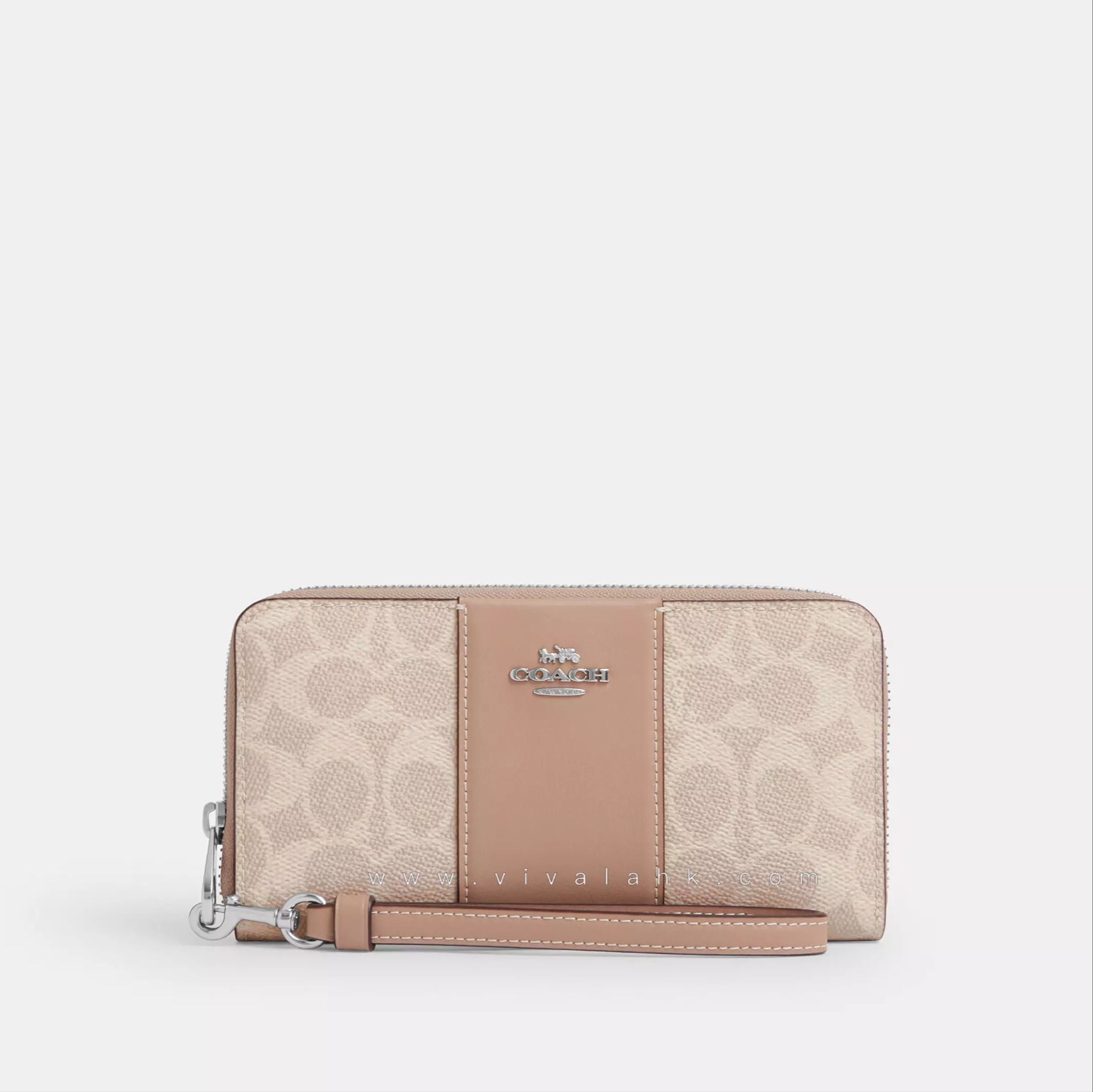 Coach - Long Zip Around Wallet In Signature Canvas With Stripe (CW947)