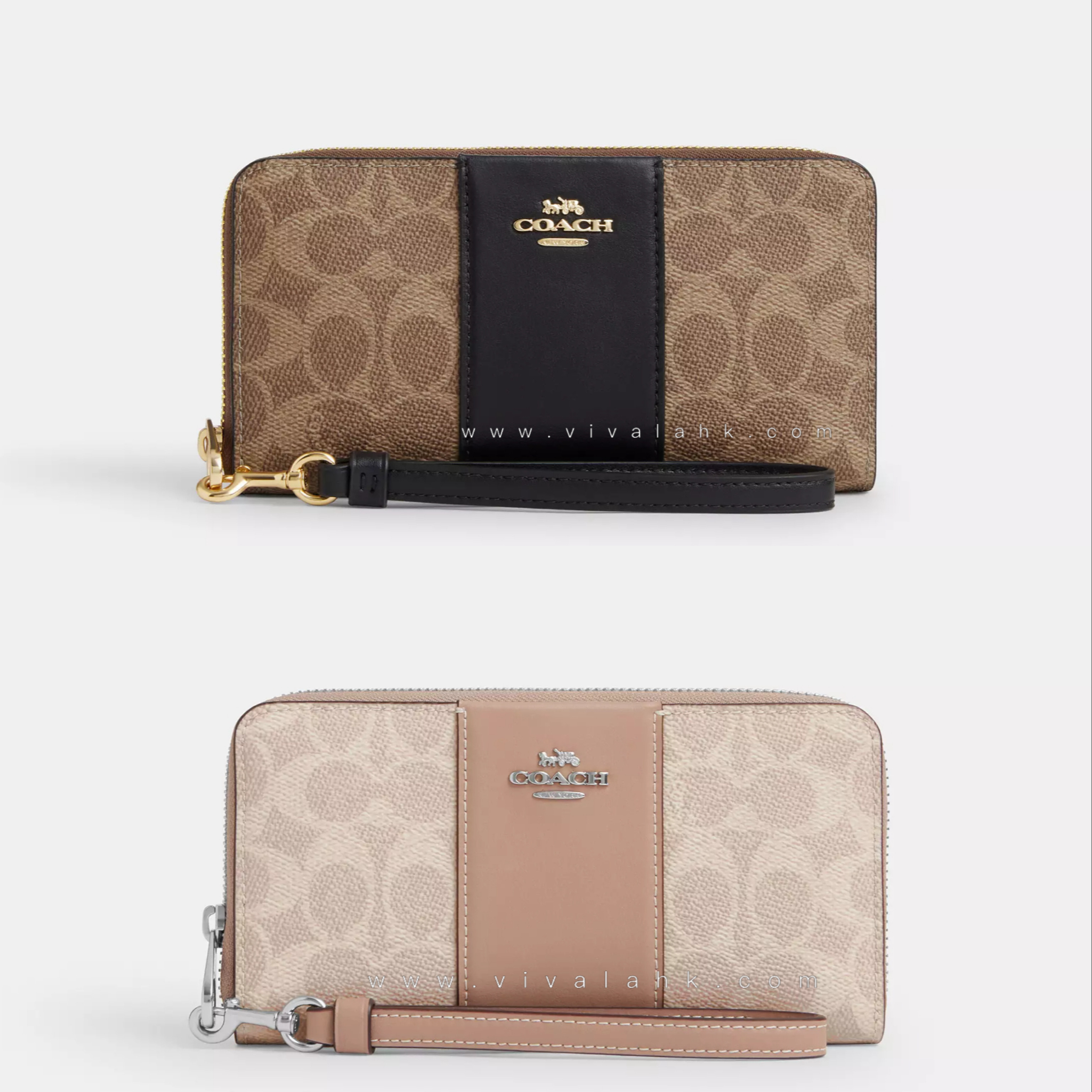 Coach - Long Zip Around Wallet In Signature Canvas With Stripe (CW947)