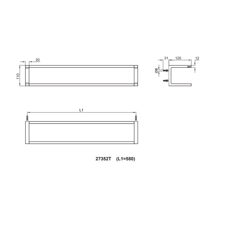 Kohler "Stages" K-27352T-RGD Frame 600mm