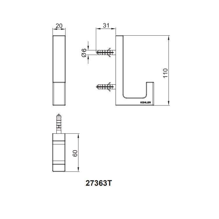 Kohler "Stages" K-27363T-RGD Wall Hook