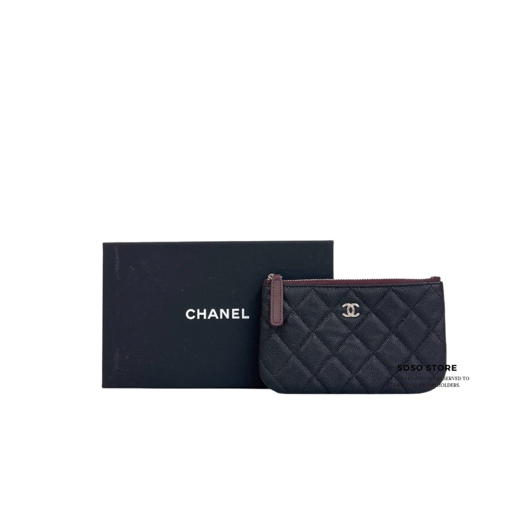 Chanel Classic Zipper Coinsbag Mini Pouch - Black / Shw