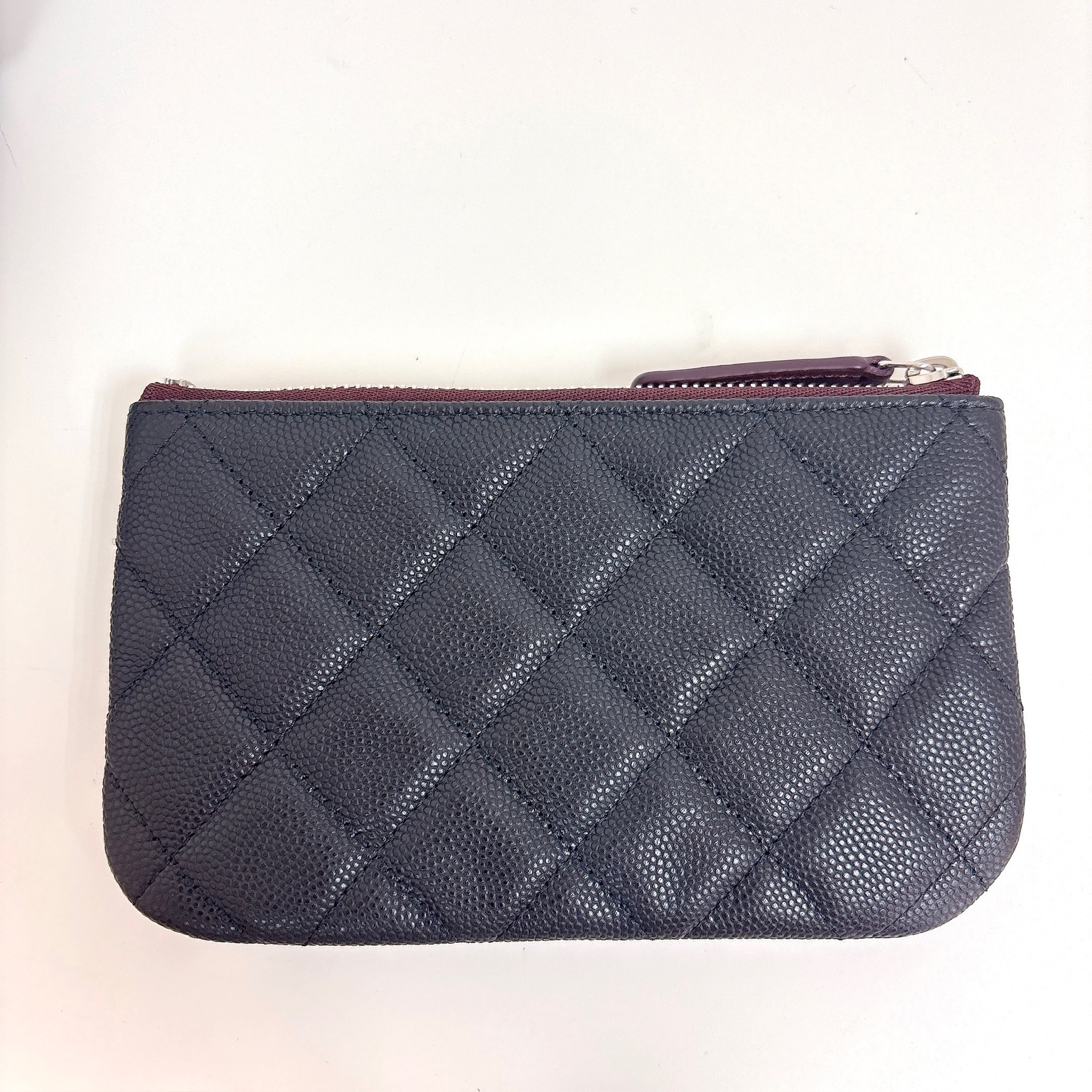 Chanel Classic Zipper Coinsbag Mini Pouch - Black / Shw