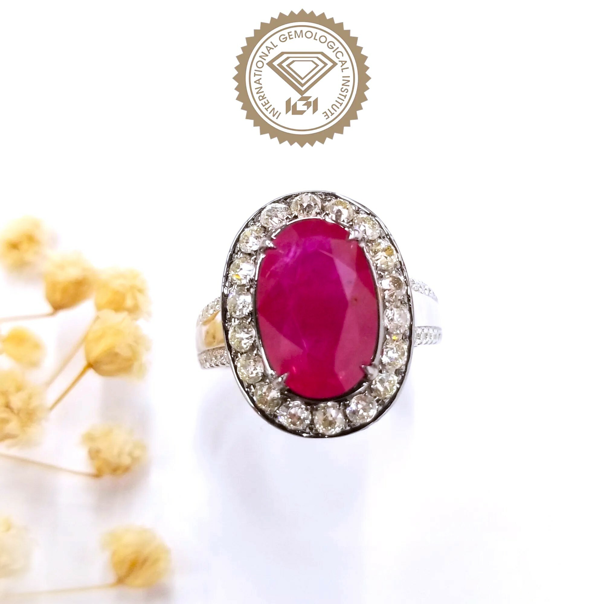18K Gold 3.73ct Ruby and Diamond Ring