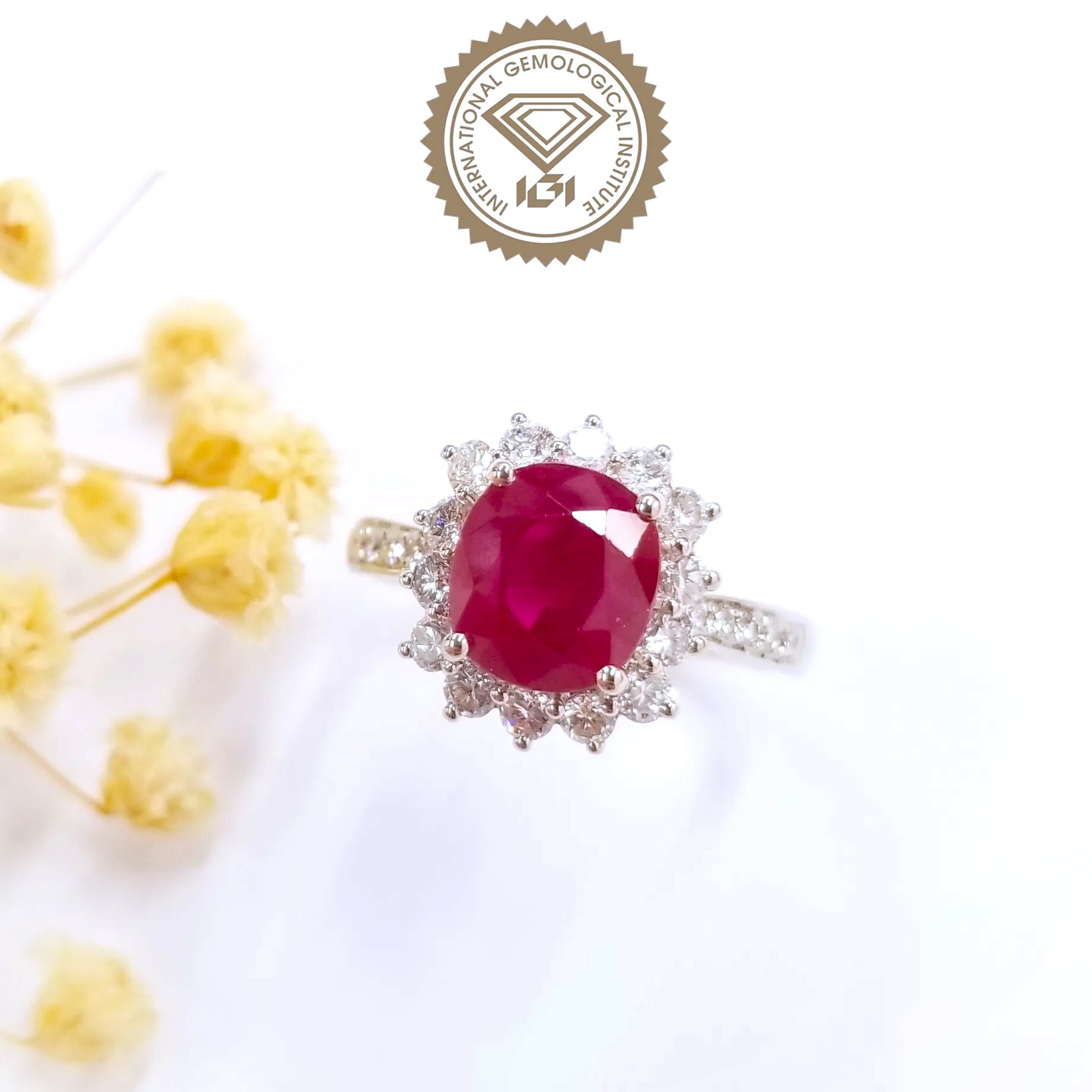 18K White Gold 2.91ct Ruby and Diamond Ring