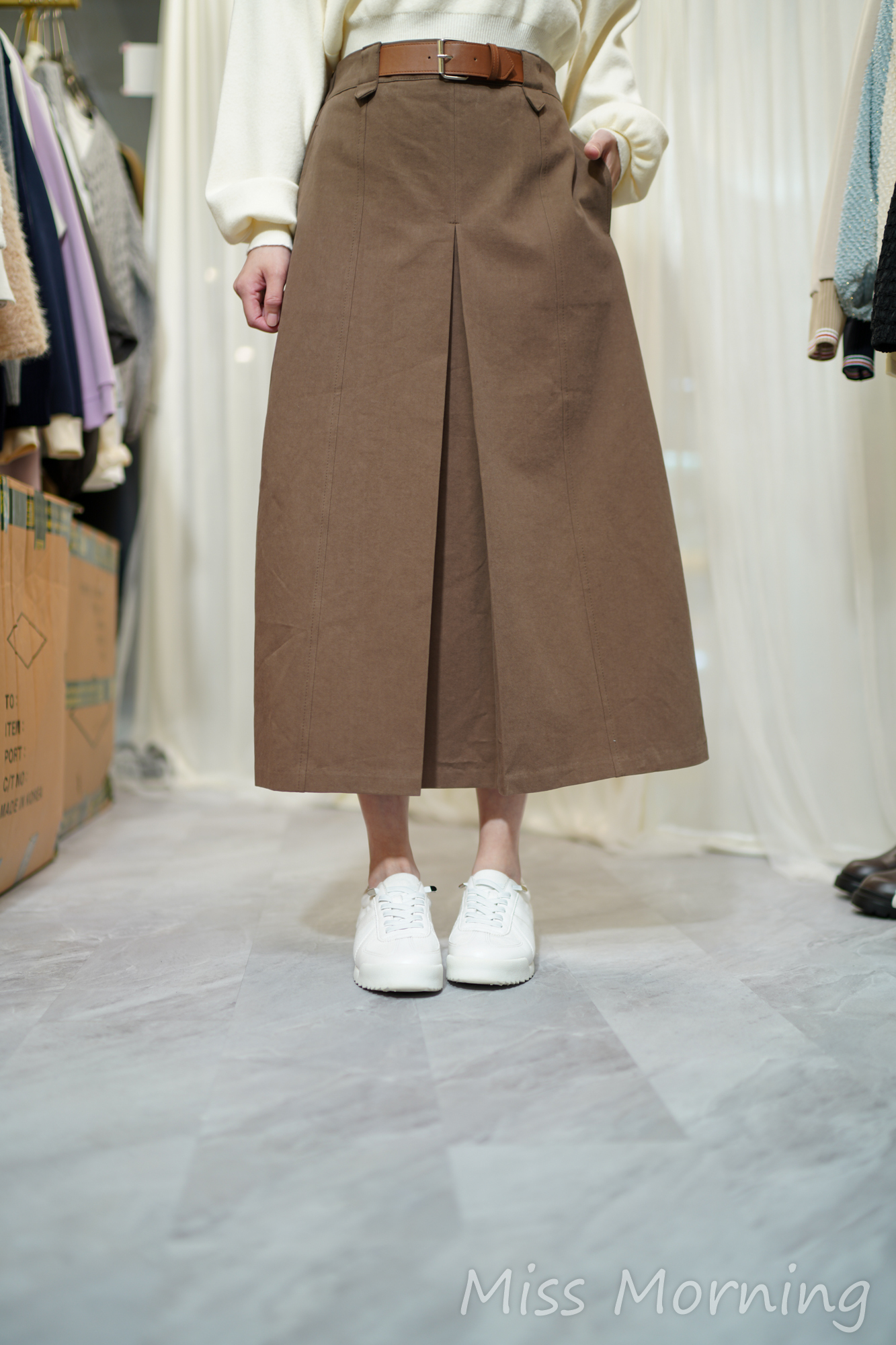 小仙女假2件lace領氣質上衣(14261)&腰帶點綴知性美A cut 裙(33842)