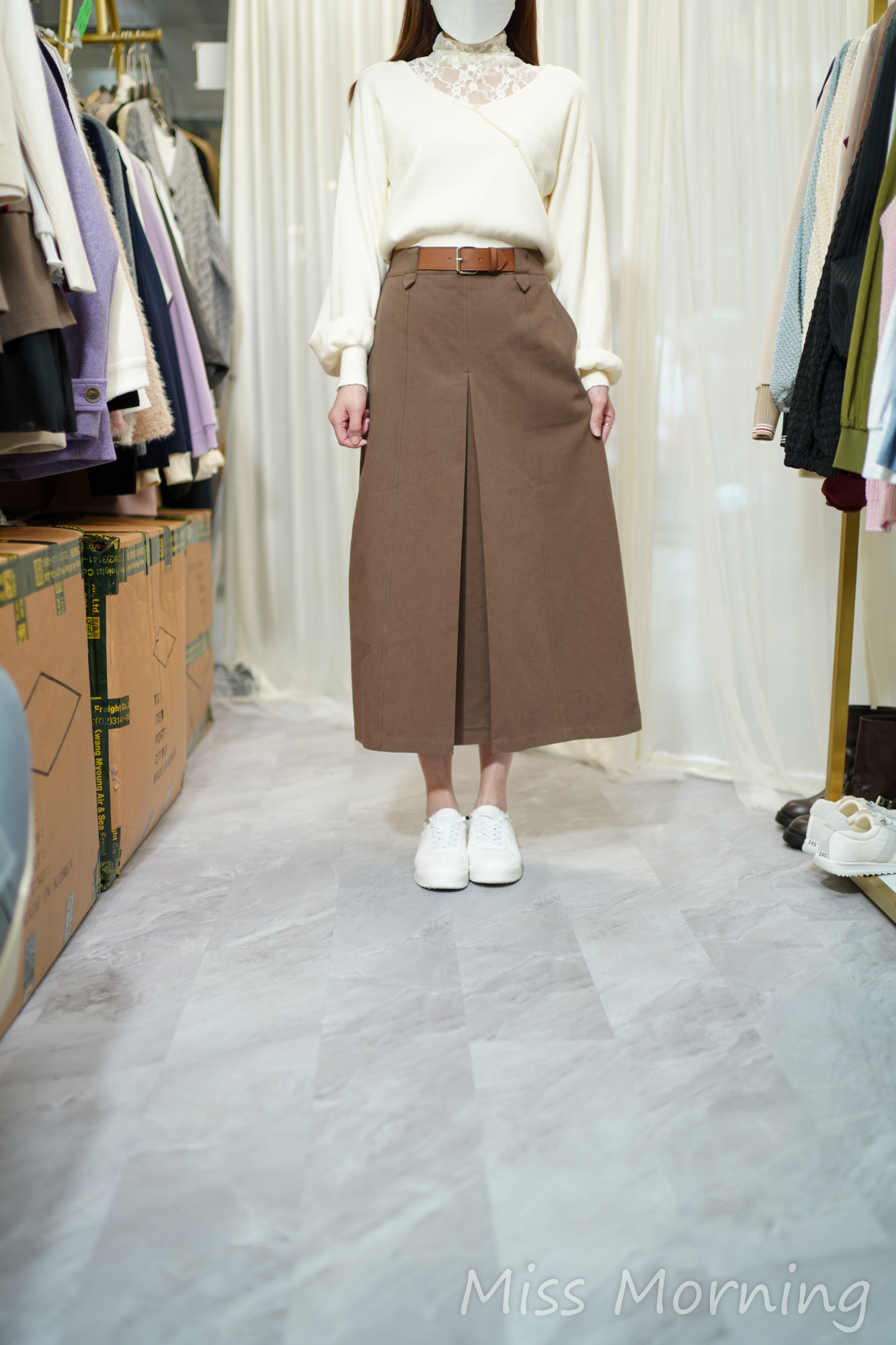 小仙女假2件lace領氣質上衣(14261)&腰帶點綴知性美A cut 裙(33842)