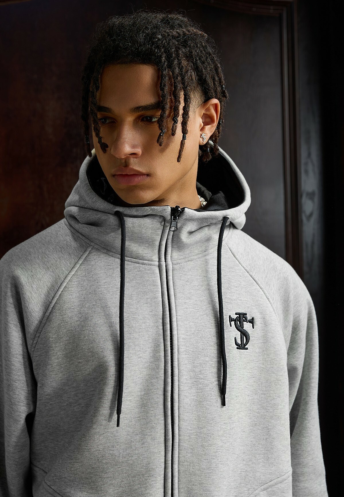 STK SmallTownKid 胸口刺繡LOGO 雙面穿 綢緞連帽外套