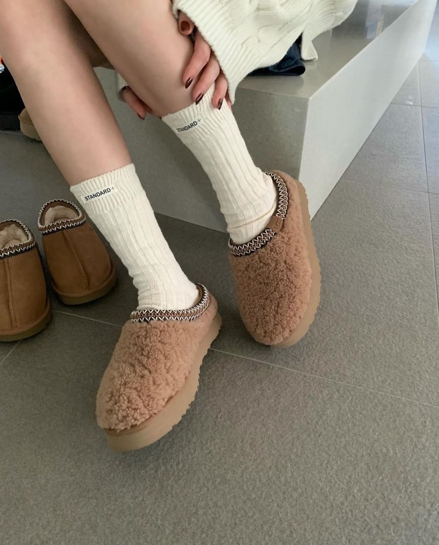 UGG 毛絨絨 厚底 捲毛 羊毛 防滑 拖鞋 1167770-CHE