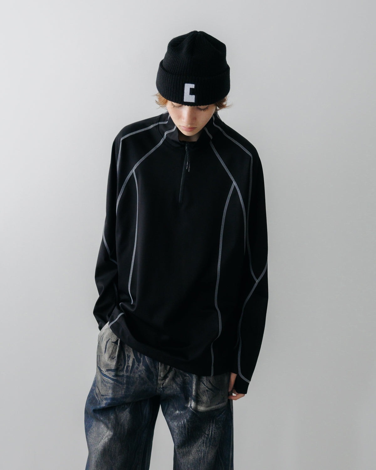 2024AW CLESSTE FUTURE HALF ZIP L/S T-SHIRT WITH DRAWSTR