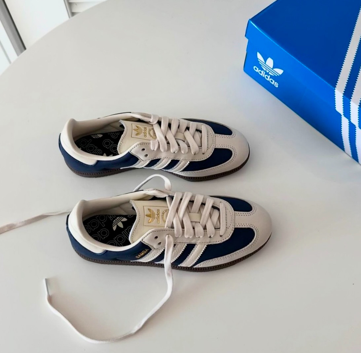 Adidas Originals Samba OG 白藍色 藏藍色 金標 皮革 復古 德訓鞋 IG1968/預購