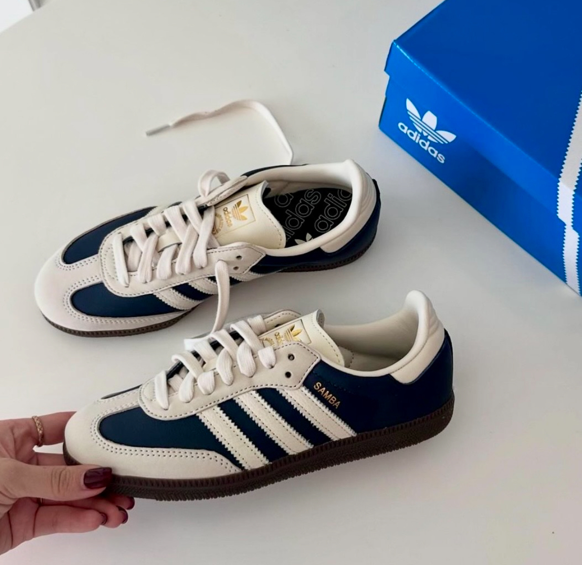 Adidas Originals Samba OG 白藍色 藏藍色 金標 皮革 復古 德訓鞋 IG1968/預購
