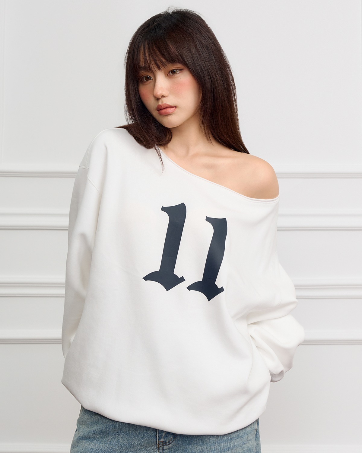 STK SmallTownKid 美式11印花  露肩衛衣