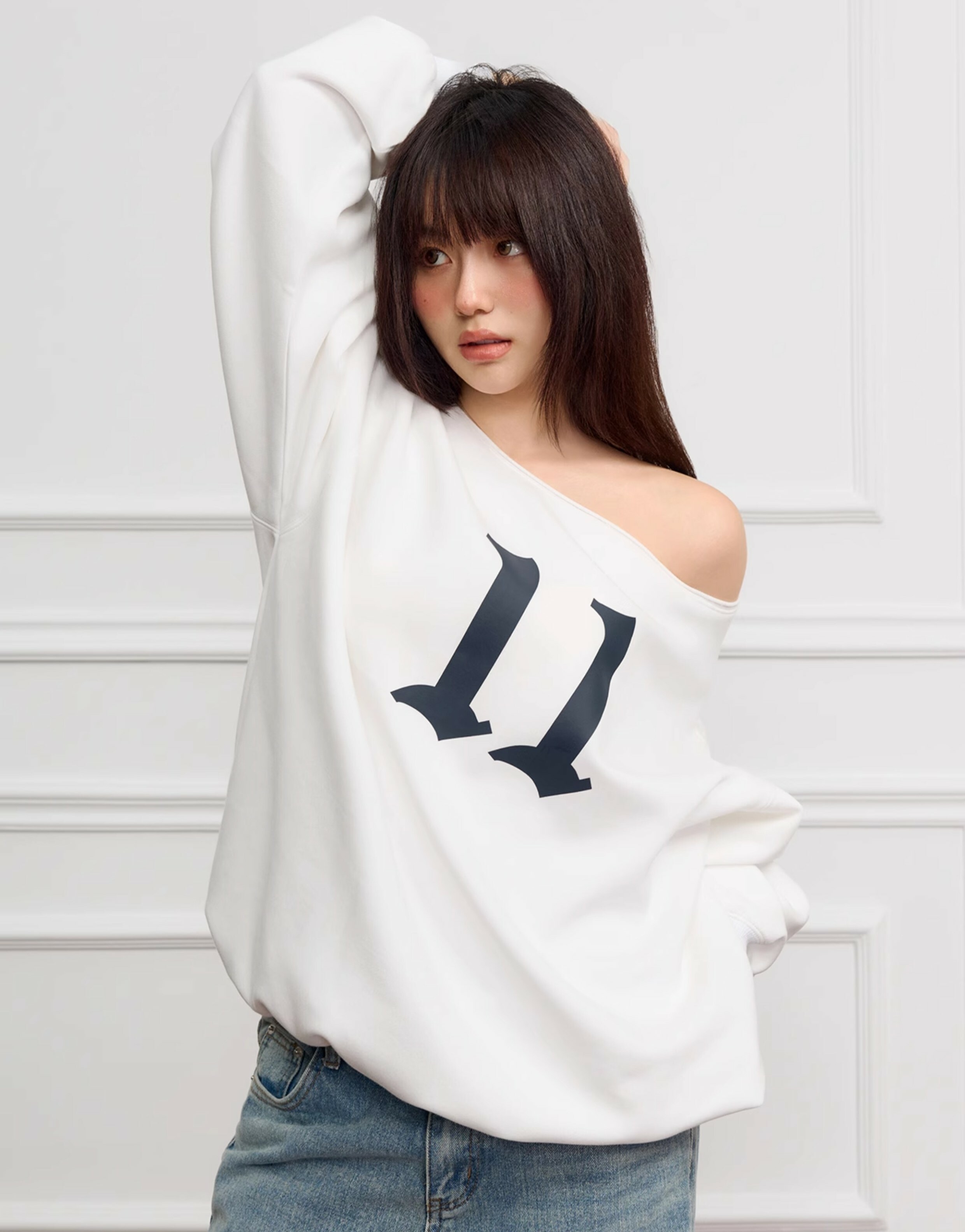 STK SmallTownKid 美式11印花  露肩衛衣