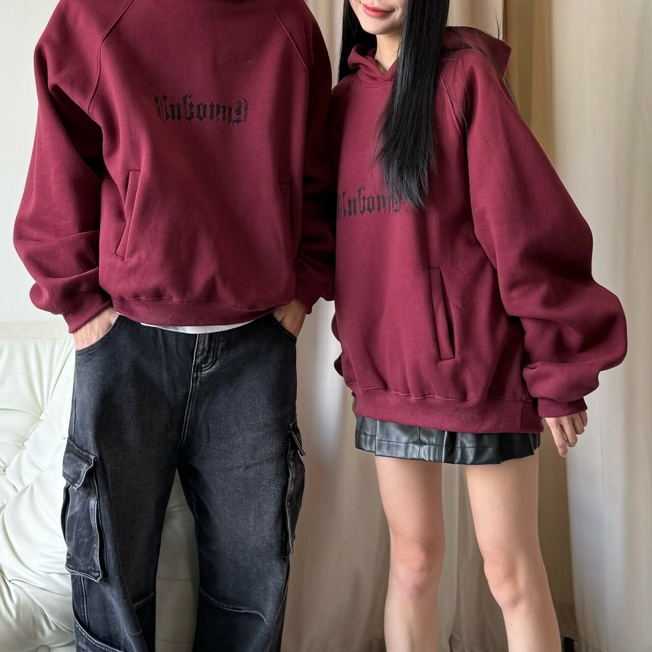 MMB暗紅街頭哥特字母帽T