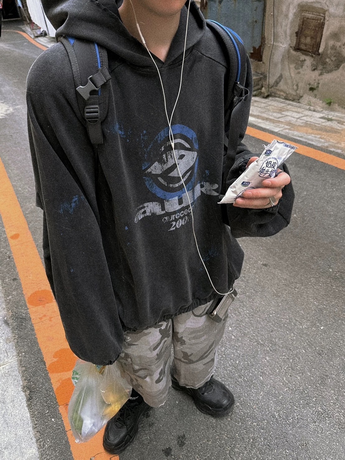 Aurocean 水洗重磅印花連帽衛衣