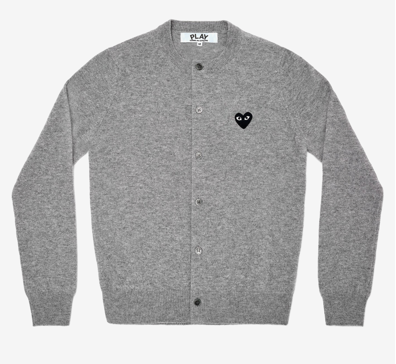 CDG PLAY圓領針織外套-黑愛心繡標（多色）