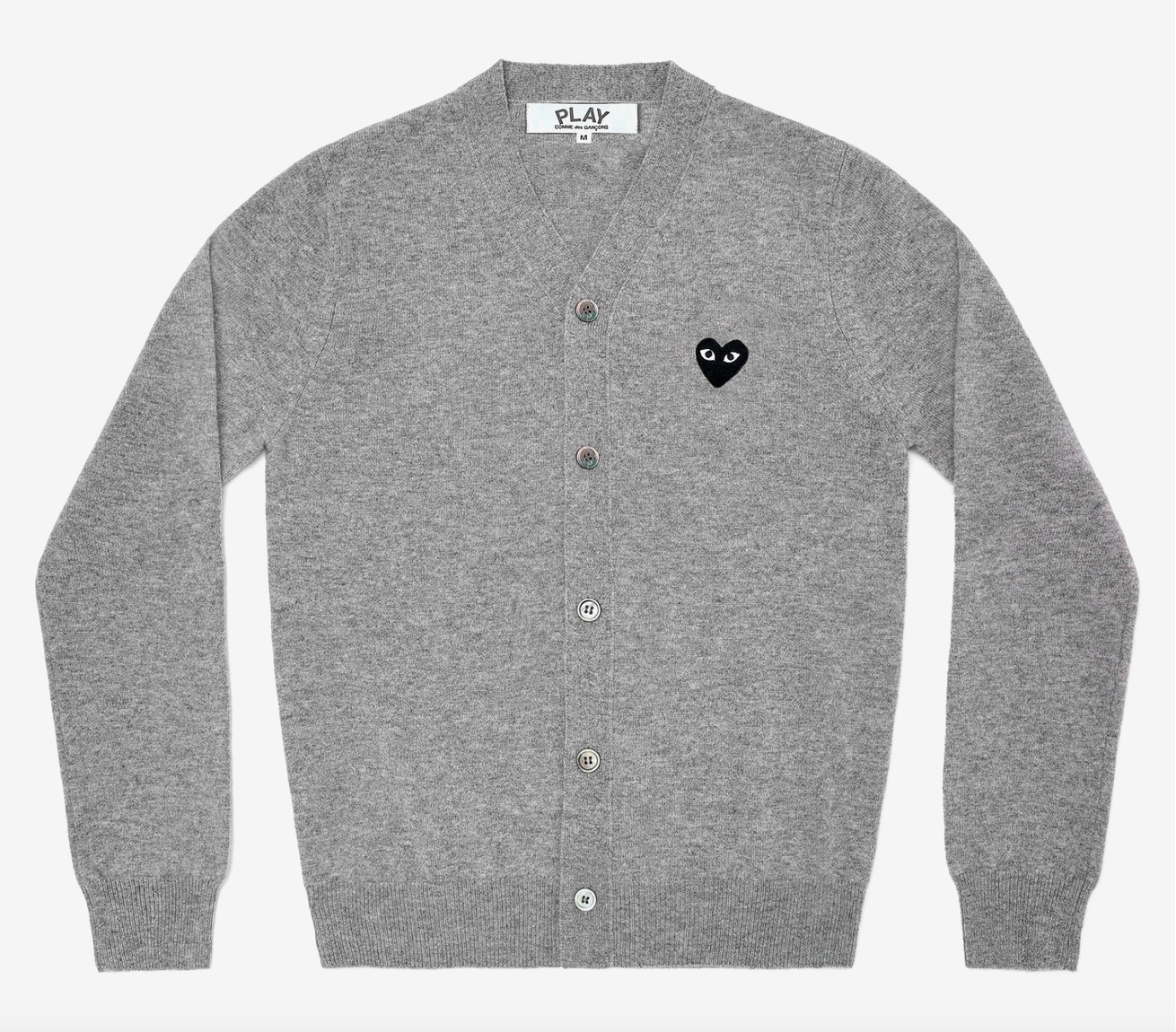CDG PLAY Ｖ領針織外套-黑愛心繡標（多色）