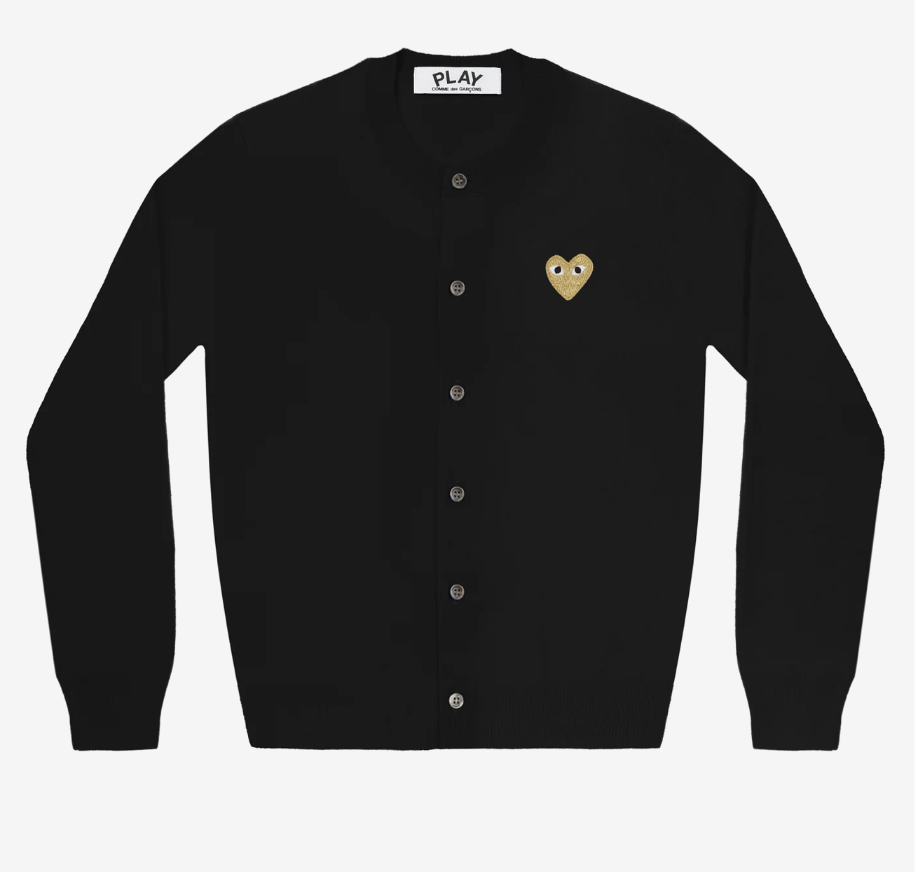 CDG PLAY圓領針織外套-金色愛心繡標（多色）