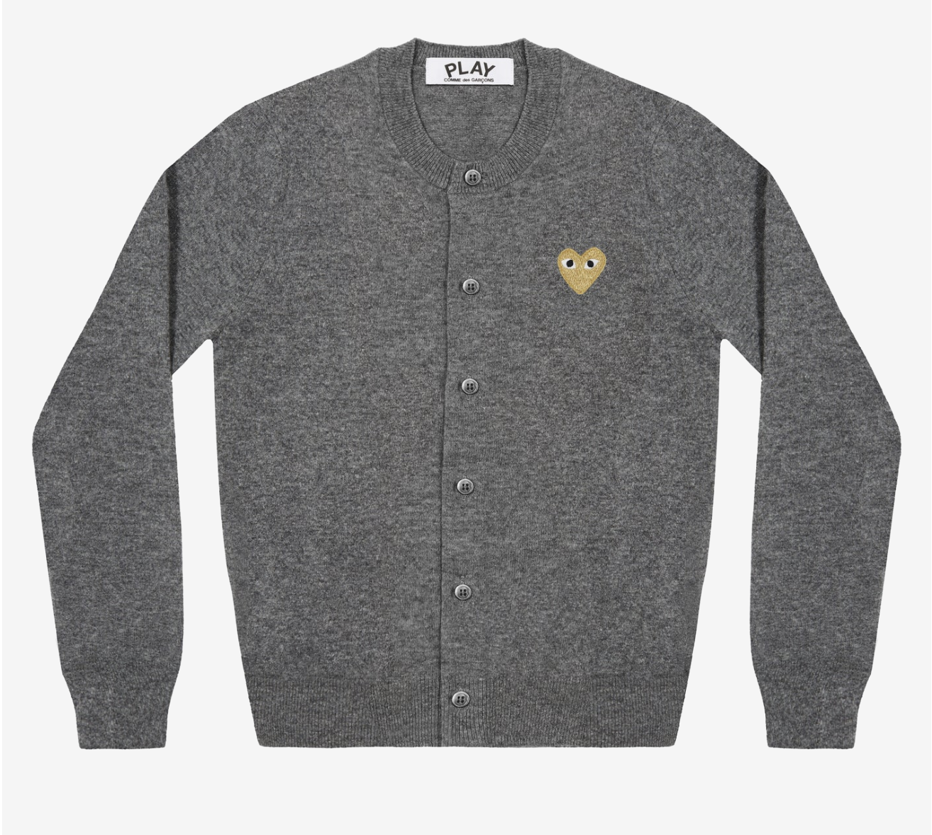 CDG PLAY圓領針織外套-金色愛心繡標（多色）