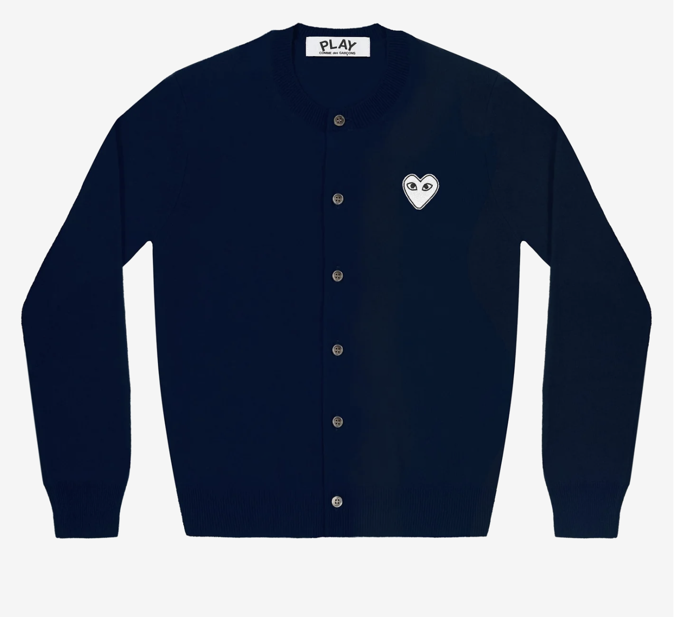 CDG PLAY圓領針織外套-白色愛心繡標（多色）