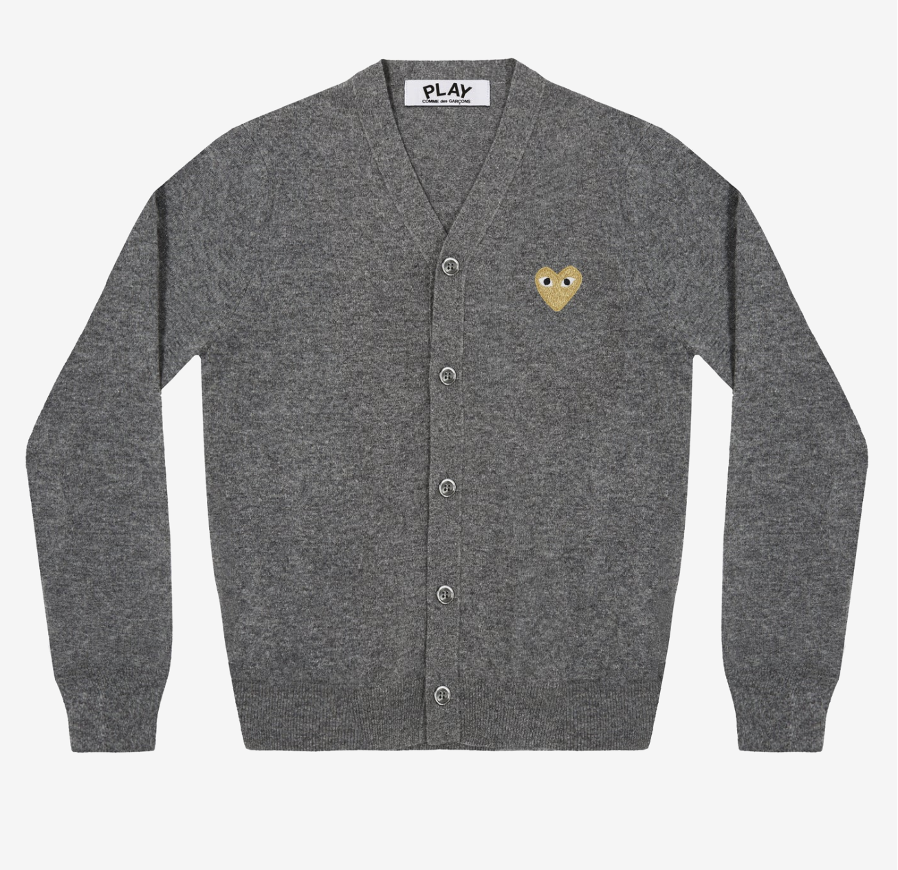 CDG PLAY Ｖ領針織外套-金色愛心繡標（多色）