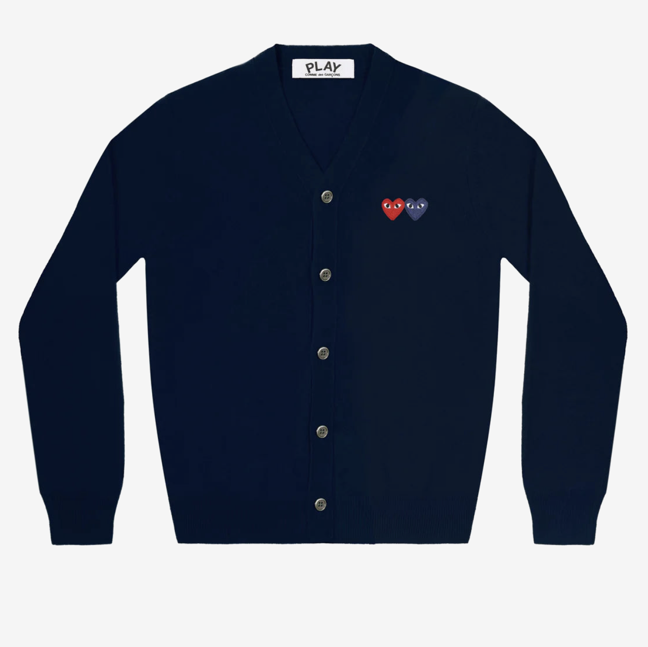 CDG PLAY Ｖ領針織外套-雙色愛心繡標（多色）