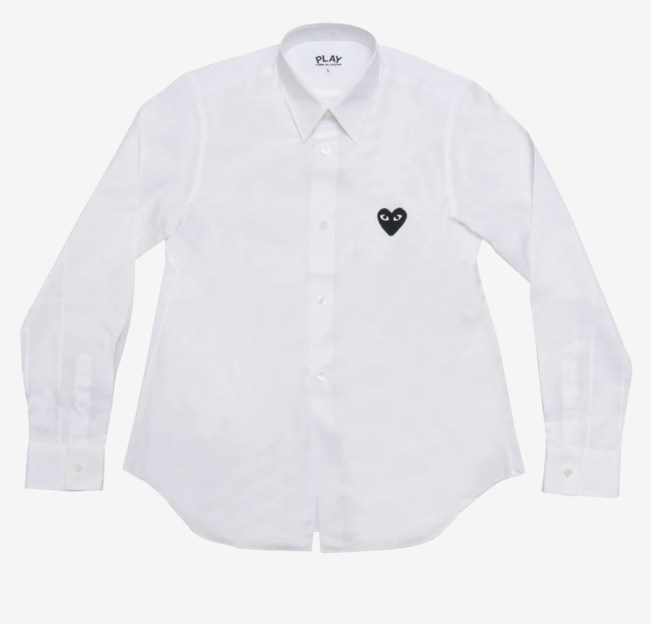 CDG PLAY襯衫-黑色愛心繡標 黑/白