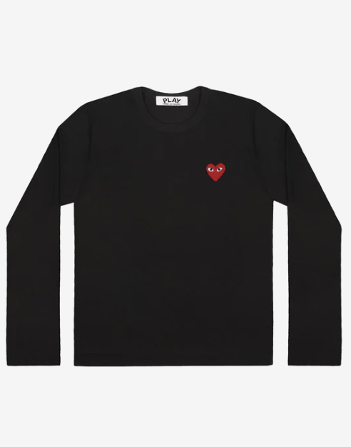 PLAY CDG Unisex T-Shirt 紅/黑愛心繡標長TEE  多色