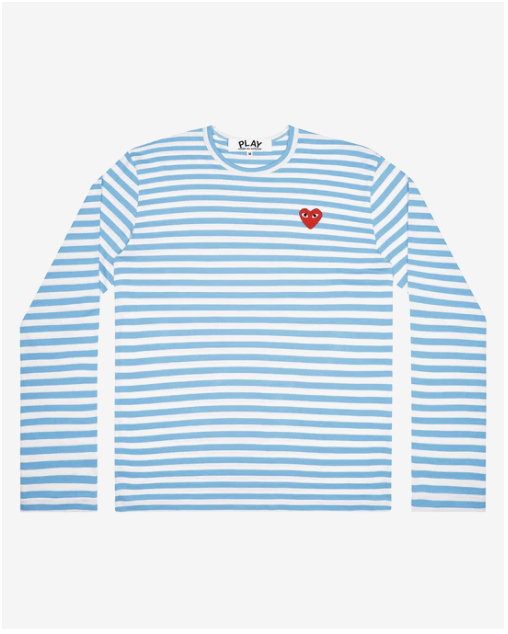 PLAY CDG Unisex T-Shirt 紅愛心繡標多巴胺配色條紋長TEE  多色
