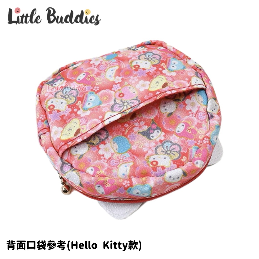 日本 Sanrio Characters 櫻花圖案和風圓形耳朵款拉鏈袋 (大)