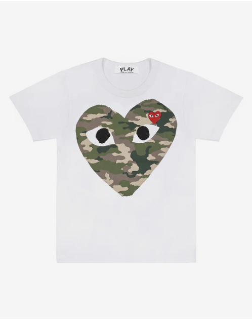 PLAY CDG Unisex T-Shirt 紅愛心繡標 迷彩短TEE