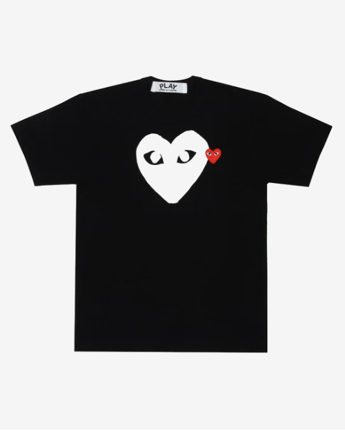 PLAY CDG Unisex T-Shirt 白愛心短TEE（黑）