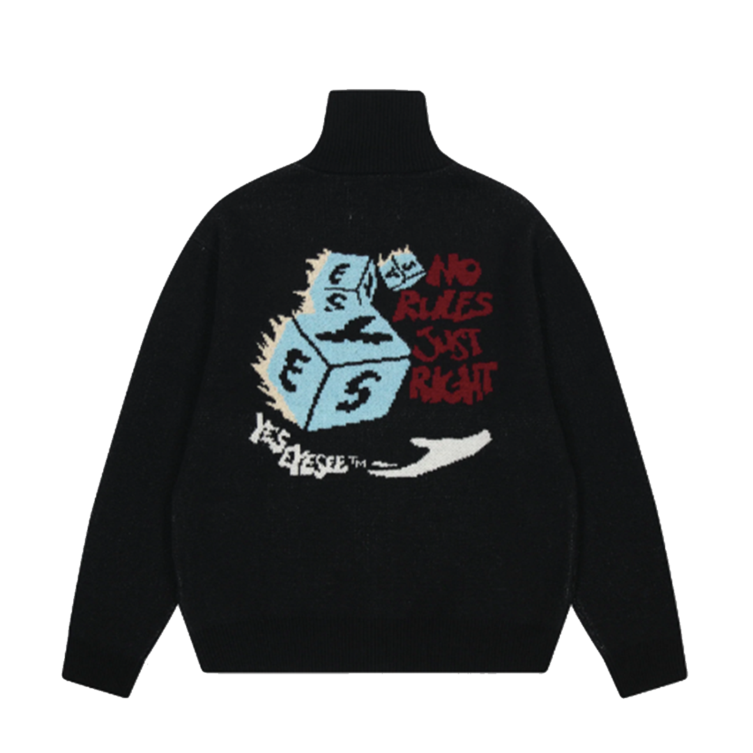 YESEYESEE Y.E.S Dice Full Zip-up Knit Cardi |FLOMMARKET