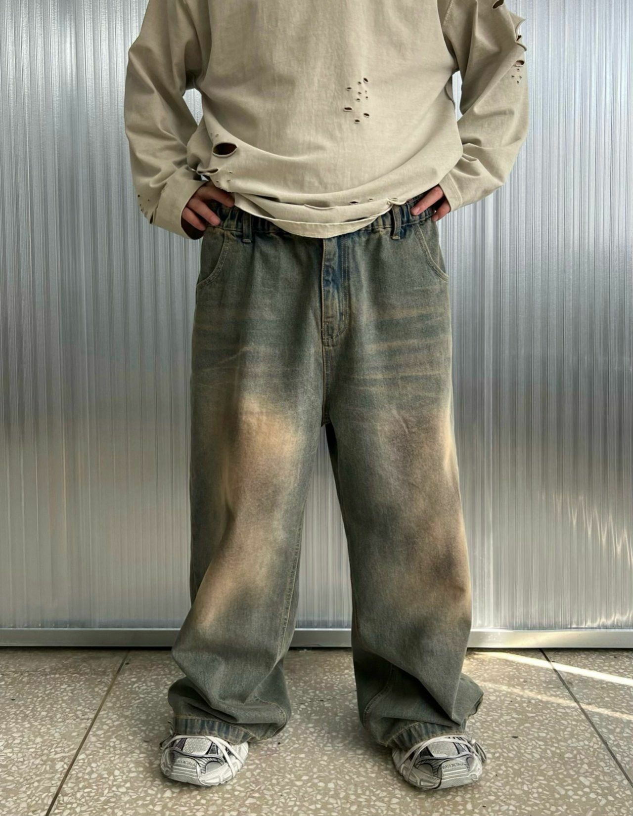 仿污鬆身牛仔褲 Votus-054P