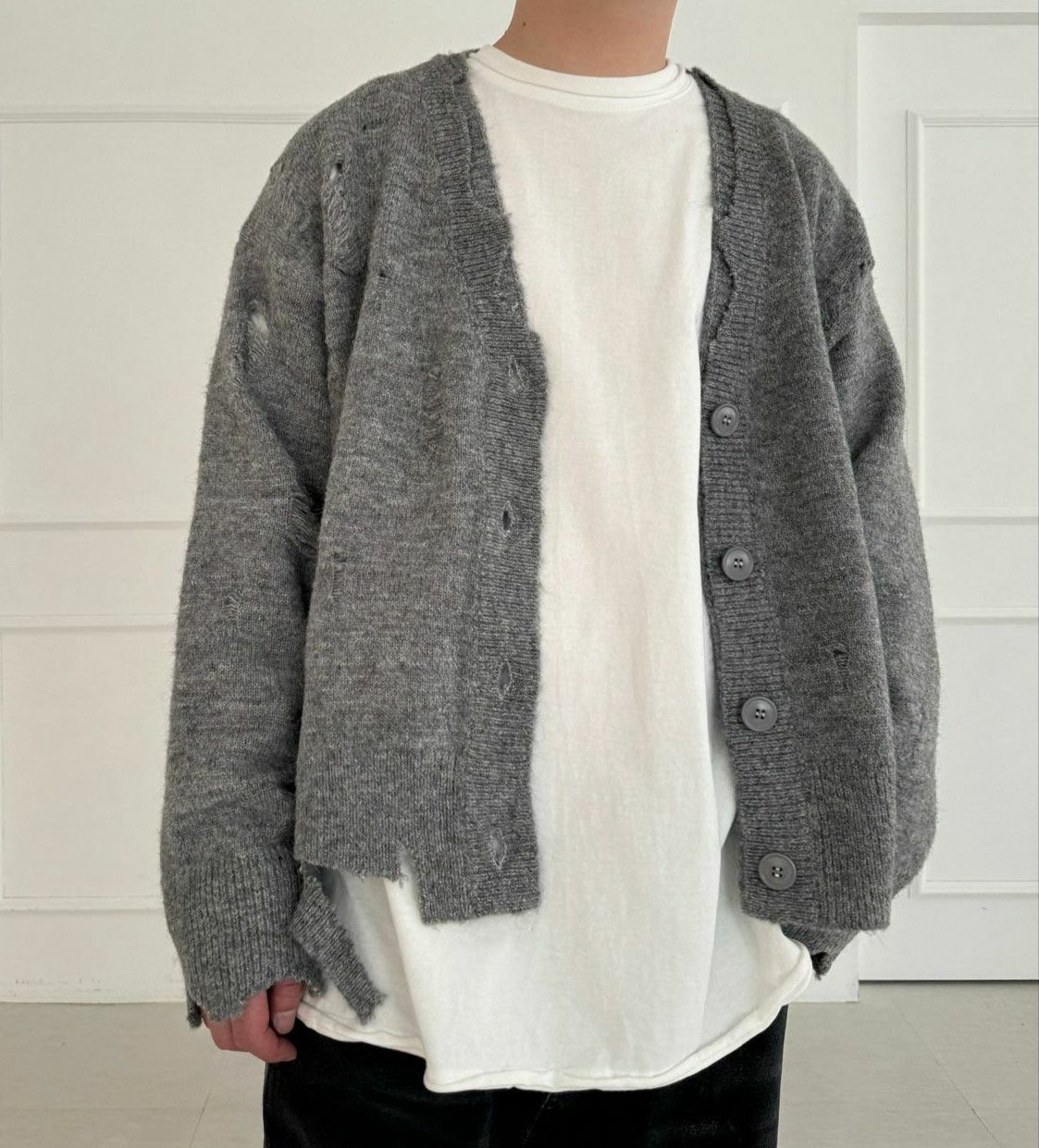 V領破邊開胸針織外套 Votus-058JK