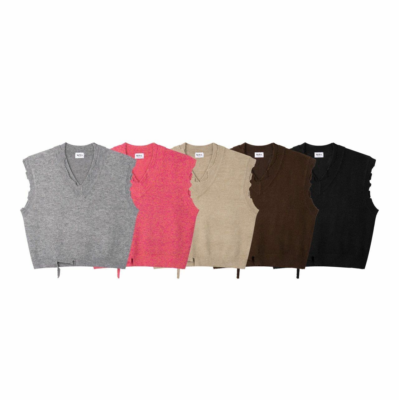 V領淨色破邊背心 Votus-060V