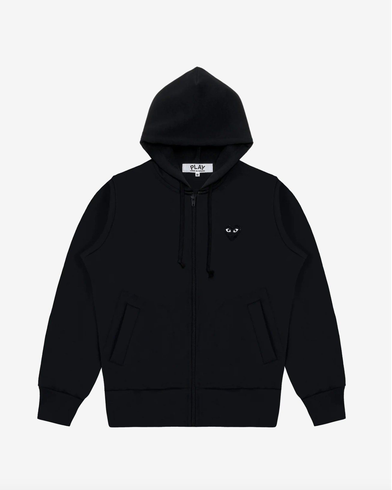 PLAY CDG 連帽拉鏈外套 背面黑色愛心（聚脂纖維）熱門款 黑色