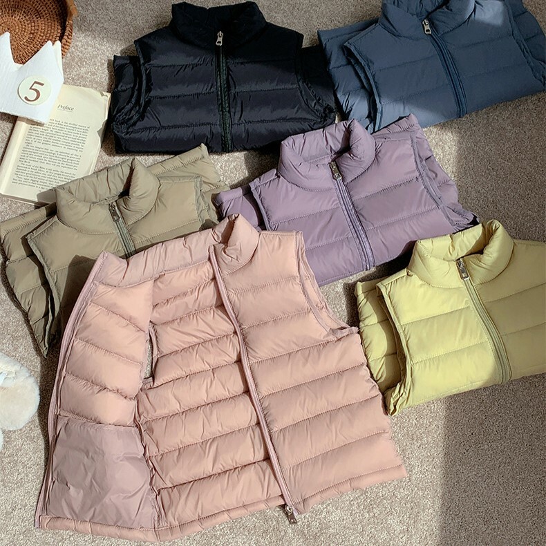 ✅<現貨出清> 莫藍迪兒童輕羽絨立領背心 (附收納袋) 6色  <110-180cm> E