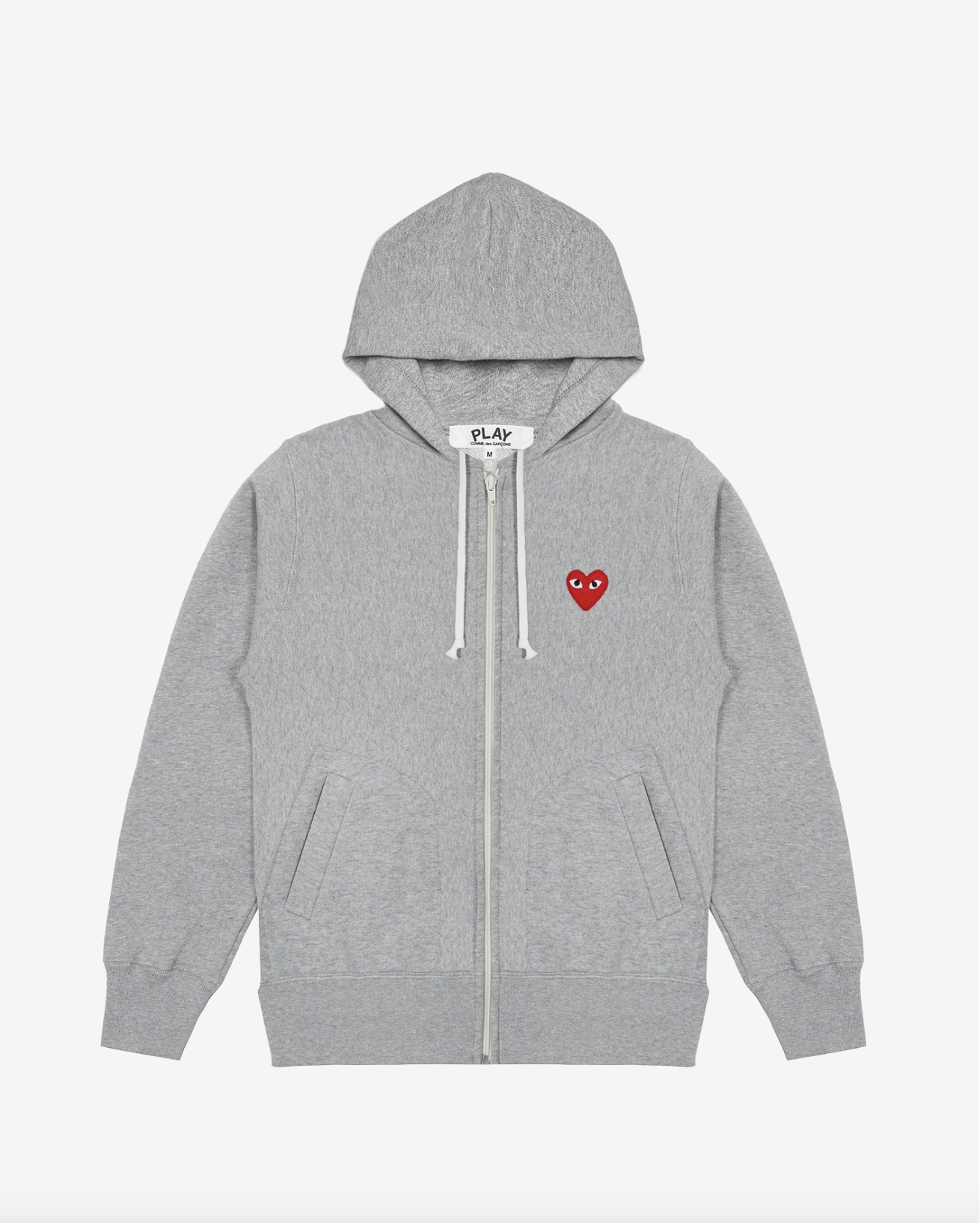 PLAY CDG 連帽拉鏈外套 背面五燈獎愛心設計款（棉質） 淺灰