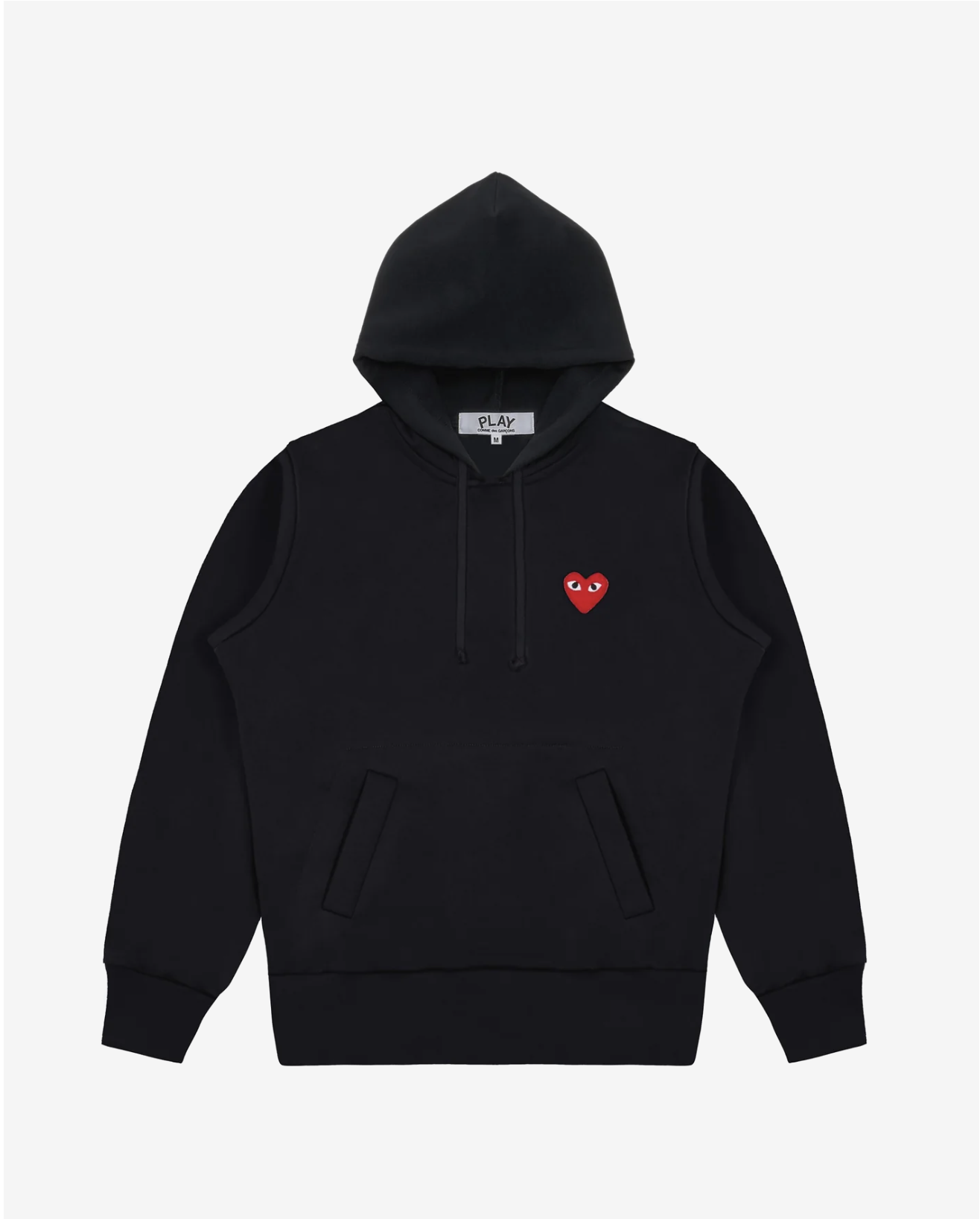 PLAY CDG 紅愛心繡標連帽TEE(無拉鍊/聚脂纖維） 黑色