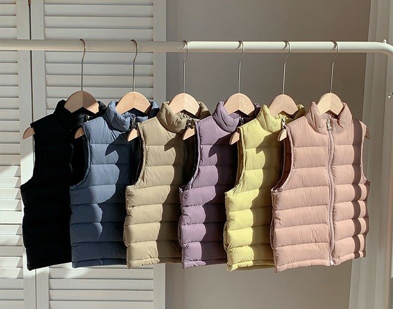 ✅<現貨出清> 莫藍迪兒童輕羽絨立領背心 (附收納袋) 6色  <110-180cm> E