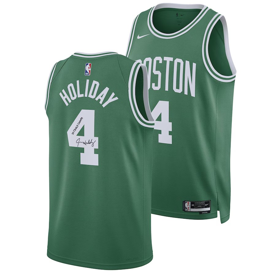 Jrue Holiday Boston Celtics Autographed 2024 NBA Finals Champions Nike Kelly Green Icon Jersey with"24 Finals Champs" Inscription