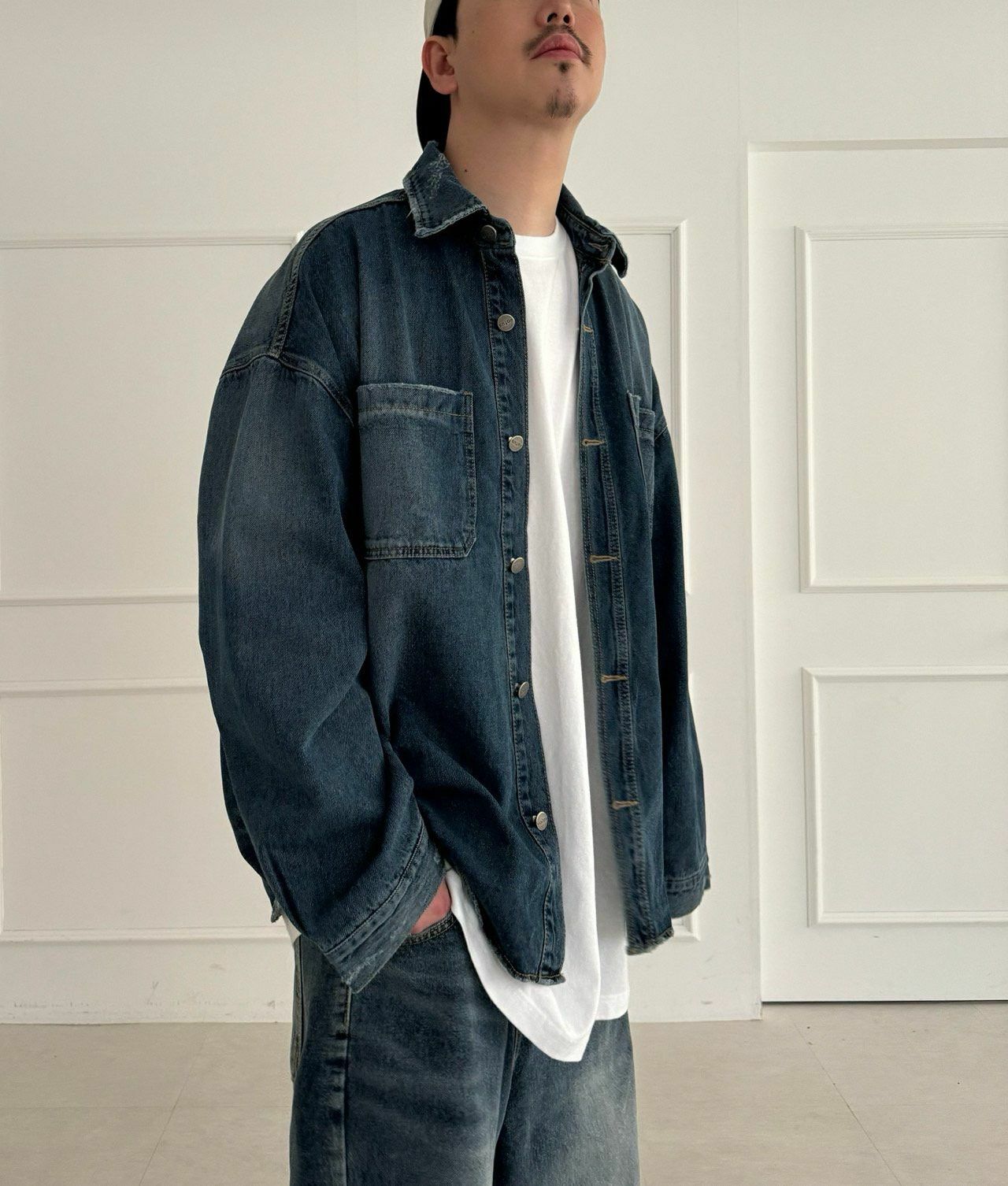 洗水牛仔長袖恤衫 Votus-067S